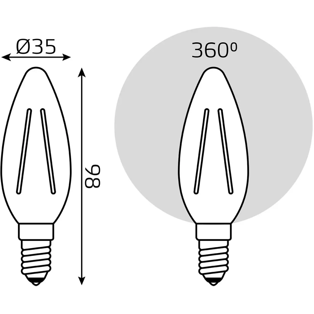 Филаментная лампочка Gauss Filament Candle 2700K (9 Вт, E14) 10 шт. - 103801109 - фото 2