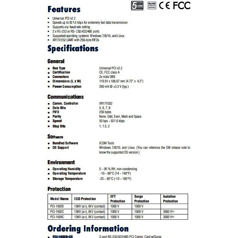 Плата расширения Advantech PCI-1602B-CE - фото 3