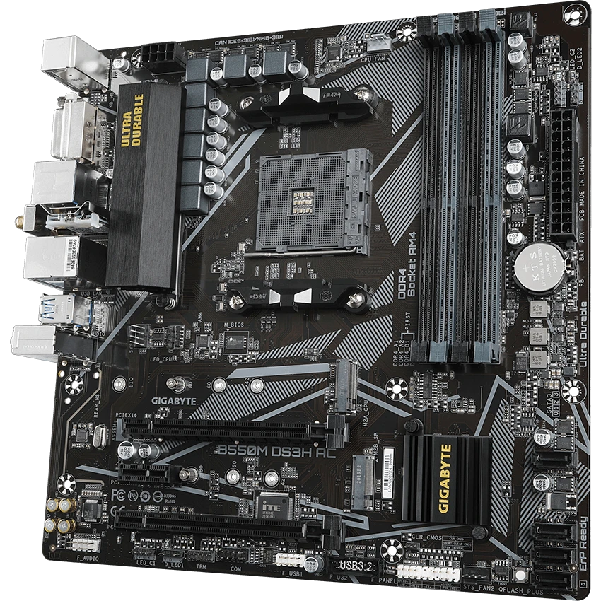 Материнская плата Gigabyte B550M DS3H AC (rev. 1.0/1.1/1.2/1.3) - B550M DS3H AC (1.0/1.1/1.2/1.3) - фото 2