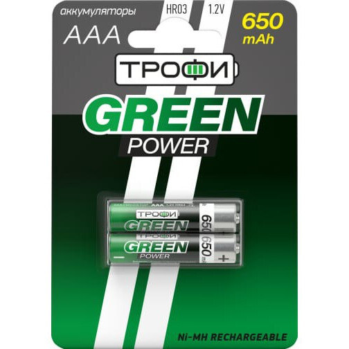 Аккумулятор Трофи HR03-2BL (AAA, 650mAh, 2 шт.) - Б0019499