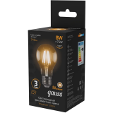 Филаментная лампочка Gauss Filament A60 2700K (8 Вт, E27) 10 шт. (102802108)