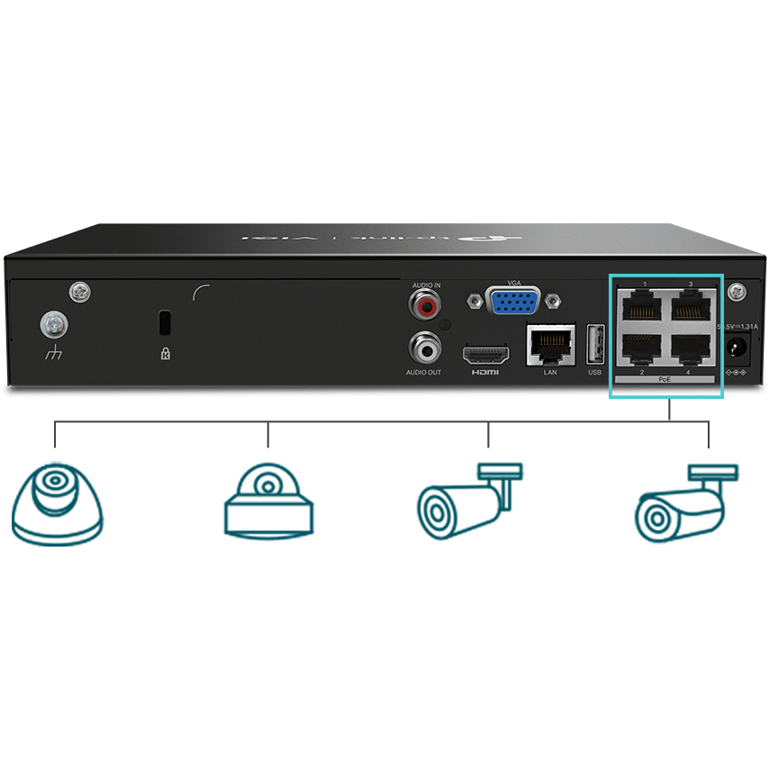 Видеорегистратор TP-Link VIGI NVR1004H-4P - фото 2