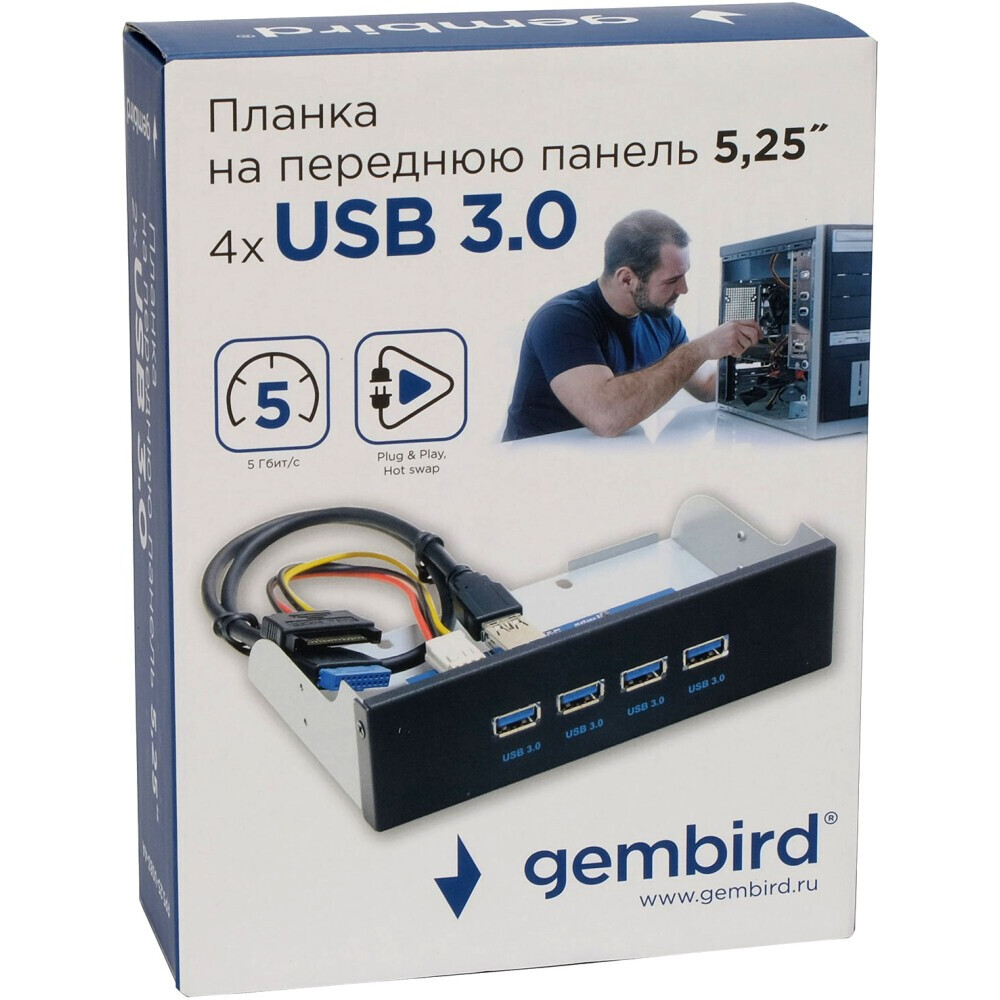 Передняя панель портов Gembird FP5.25-USB3-4A - фото 5