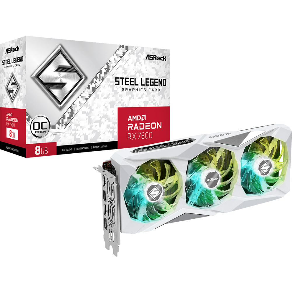 Видеокарта AMD Radeon RX 7600 ASRock Steel Legend OC 8Gb (RX7600 SL 8GO) - фото 6