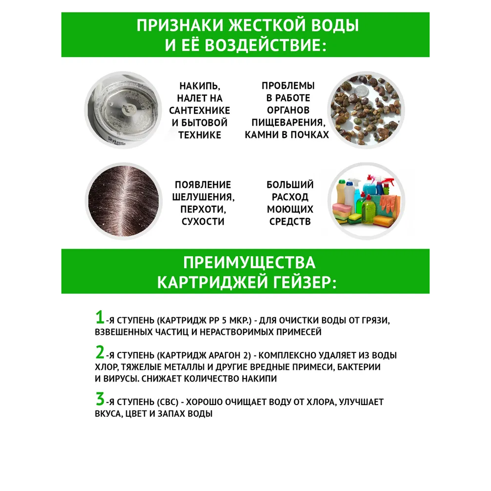 Картридж ГЕЙЗЕР 1 (3 шт.) - 50001 - фото 2