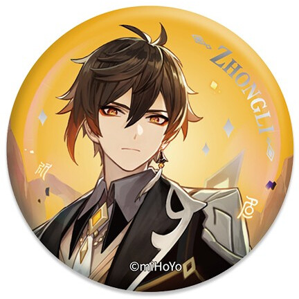 Значок miHoYo Genshin Impact Character Banner Art Can Badges Vago Mundo Zhongli