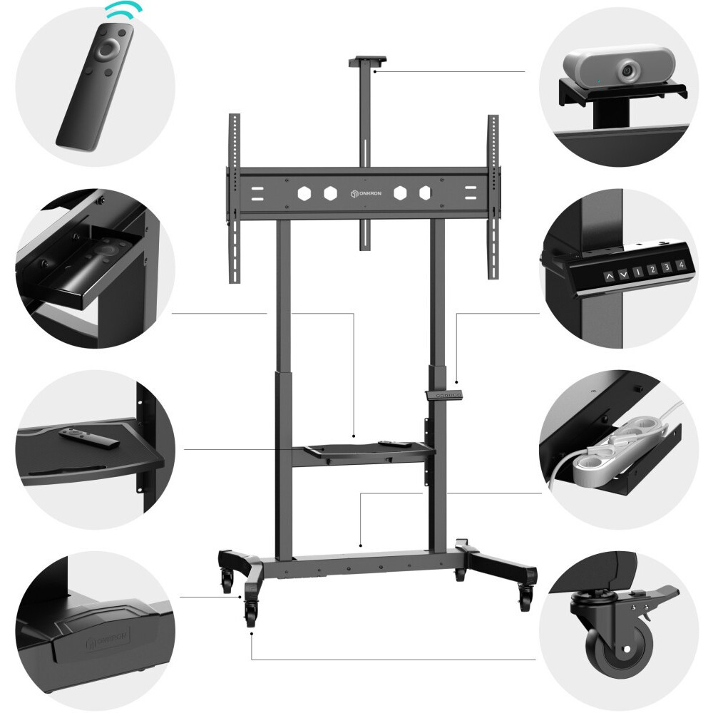 Мобильная стойка Onkron TS1991 eLift Black - TS1991E-B - фото 3