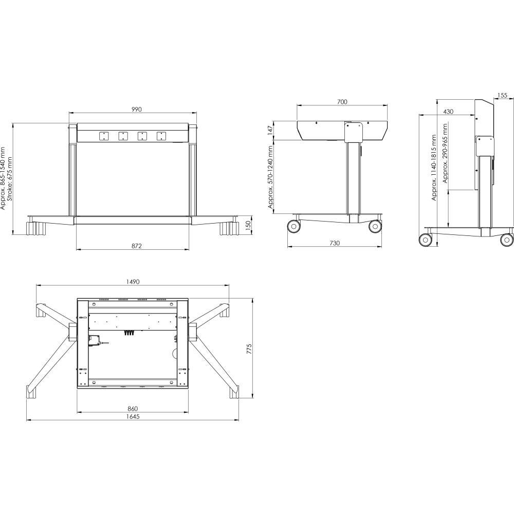 Мобильная стойка SMS Touch VeriTable - TT031010-P0 - фото 5