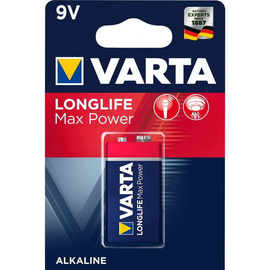 Батарейка Varta Longlife Max Power (9V, 1 шт.) - 4722101401