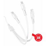 Кабель USB - microUSB/USB Type-C/Lightning, 1м, GoPower 00-00022794