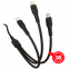 Кабель USB - microUSB/USB Type-C/Lightning, 1м, GoPower 00-00022795