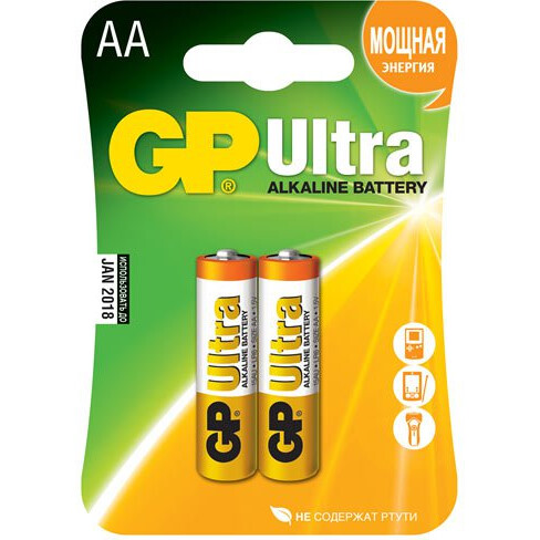 Батарейка GP 15AU Ultra Alkaline (AA, 2 шт.)