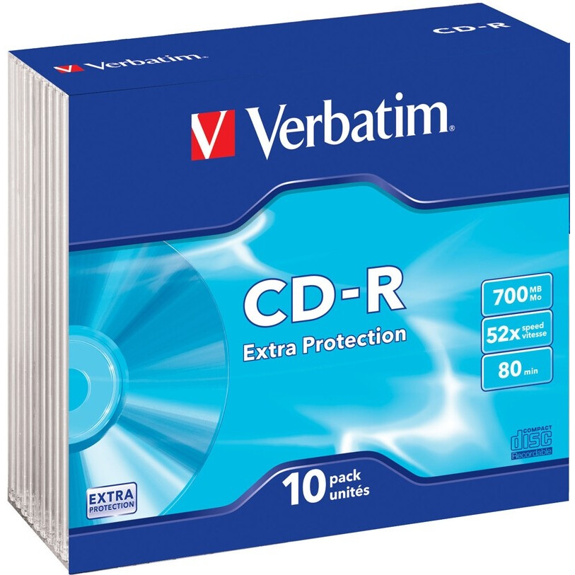 Диск CD-R Verbatim 700Mb 52x Slim Case (10 шт.) - 43415