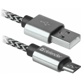 Кабель USB A (M) - microUSB B (M), 1м, Defender USB08-03T White (87803)