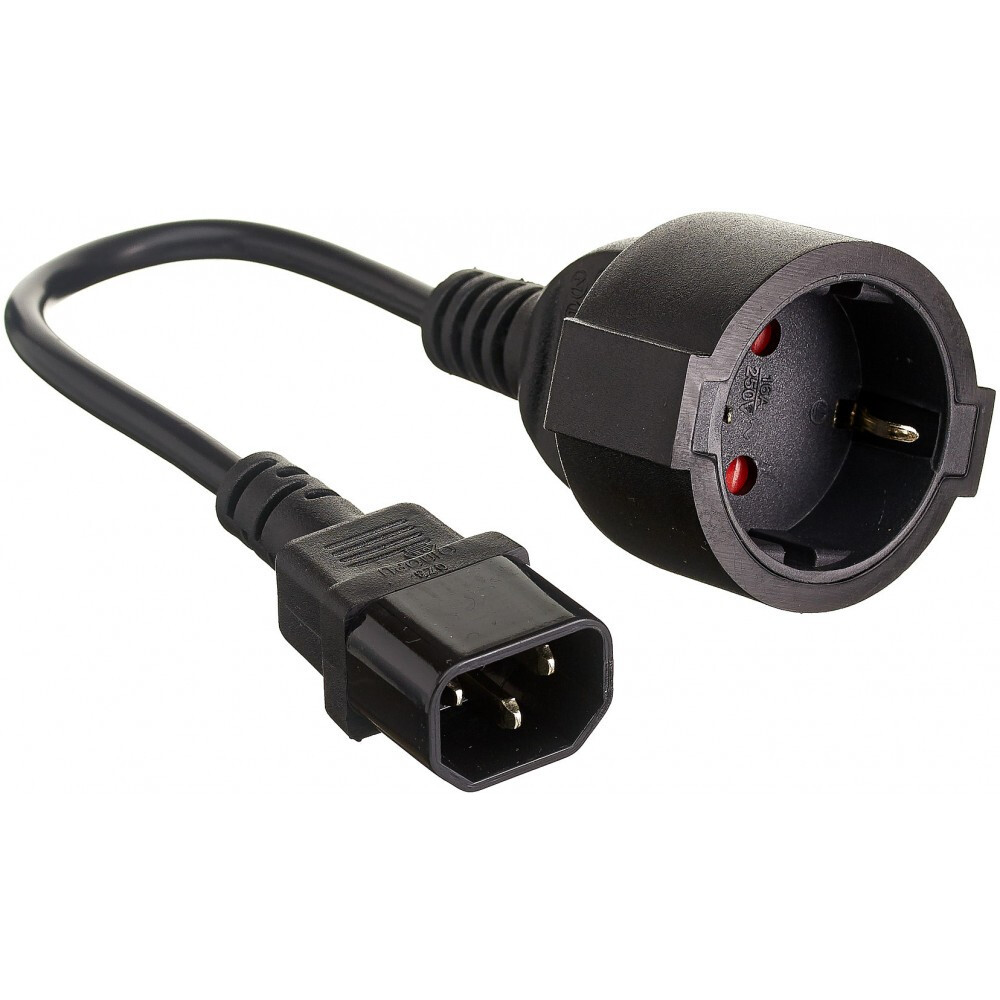 Переходник питания Schuko - C14, 0.15м, ExeGate EC-30P - EP280681RUS