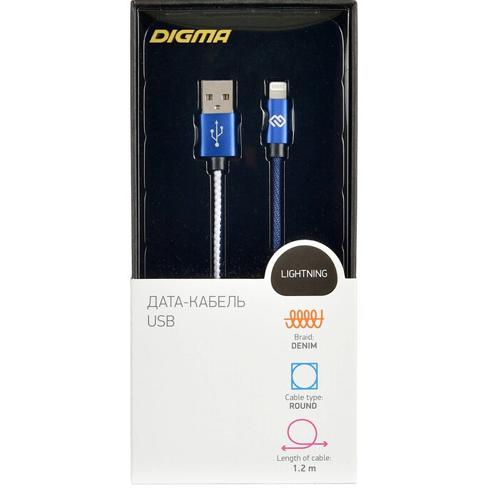 Кабель USB - Lightning, 1.2м, Digma 1080345 - фото 3