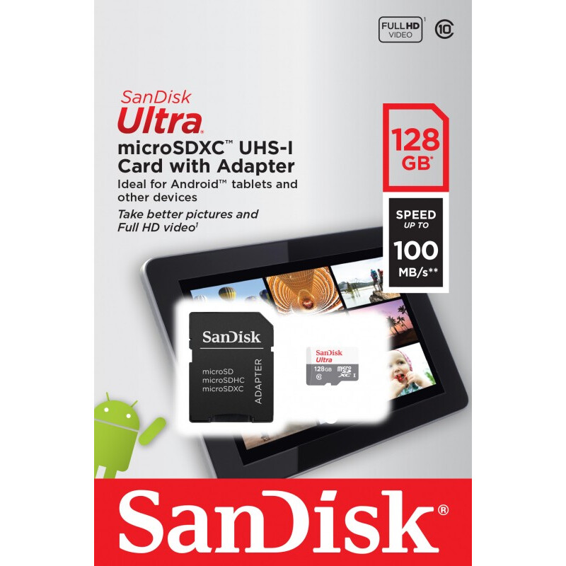Карта памяти microsdxc sandisk ultra 128 гб sdsqunr 128g gn6mn