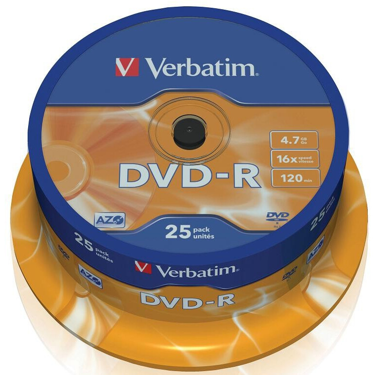 Диск DVD-R Verbatim 4.7GB 16x Cake Box (25 шт.)
