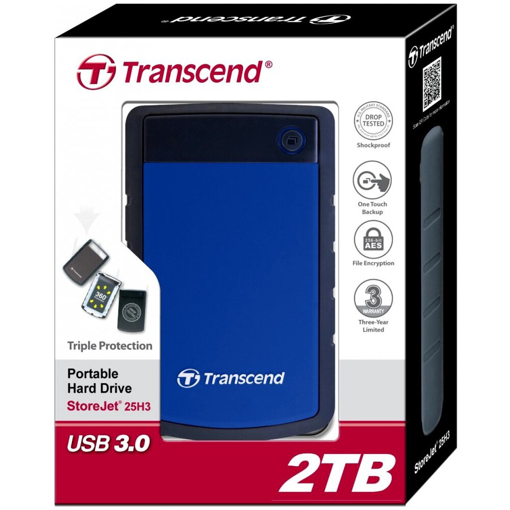 Внешний жёсткий диск 2Tb Transcend StoreJet 25H3 Blue (TS2TSJ25H3B) - фото 4