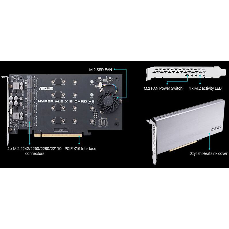 Переходник PCI-E - M.2 ASUS Hyper M.2 X16 Card V2 - фото 6