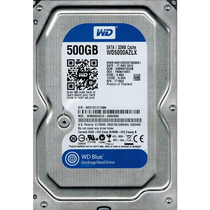 Жёсткий диск 500GB SATA-III WD Blue (WD5000AZLX)