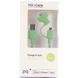 Кабель USB - microUSB/Lightning, 0.9м, PQI PQI-iCABLE-DuPlug90-GN (6PCG-008R0016A)