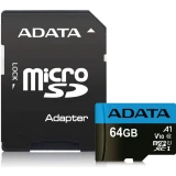 Карта памяти 64Gb MicroSD ADATA Premier + SD адаптер  (AUSDX64GUICL10A1-RA1)