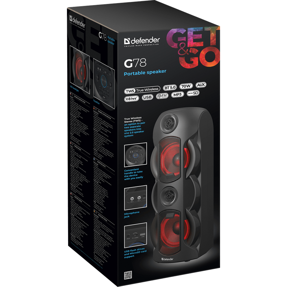 Портативная акустика Defender G78 Black - 65178 - фото 6