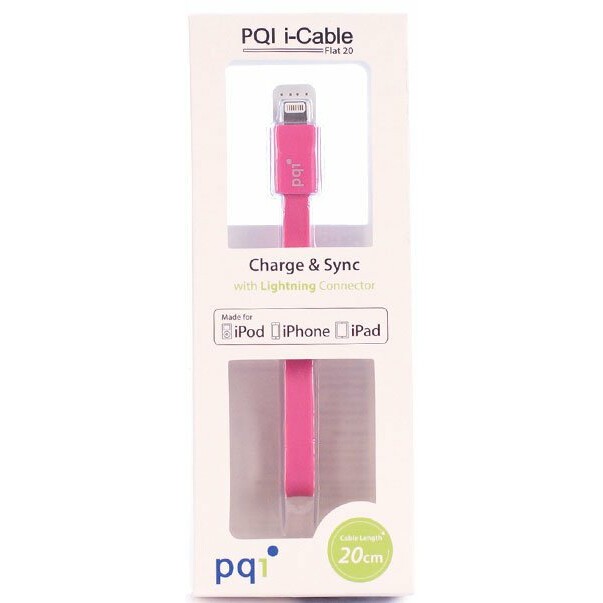 Кабель USB - Lightning, 0.2м, PQI PQI-iCABLE-FLAT20-PK