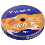 Диск DVD-R Verbatim 4.7Gb 16x AZO matt silver (10 шт.) (43729)