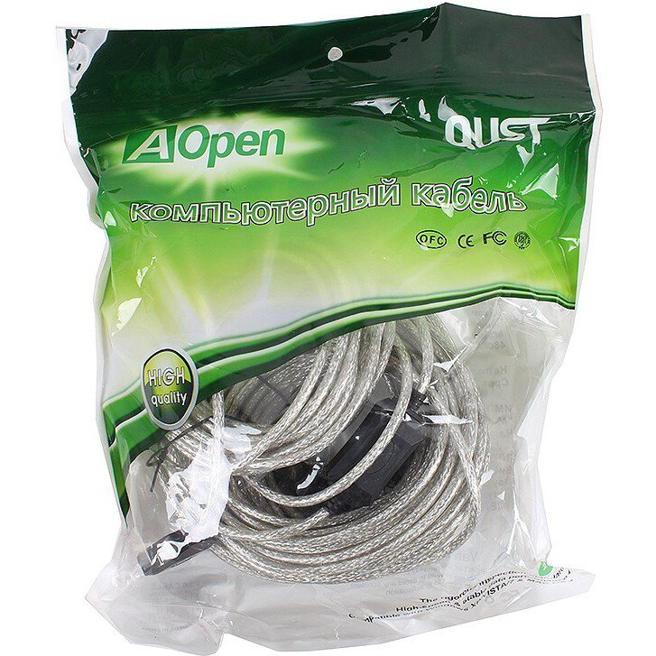 Кабель удлинительный USB A (M) - USB A (F), 25м, AOpen ACU823-25M - фото 2