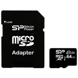 Карта памяти 64Gb MicroSD Silicon Power Elite + SD адаптер (SP064GBSTXBU1V10-SP)