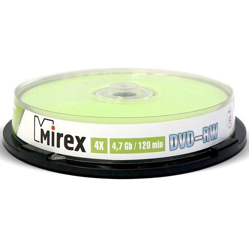 Диск DVD-RW Mirex 4.7GB 4x Cake Box (10 шт.) (202578)