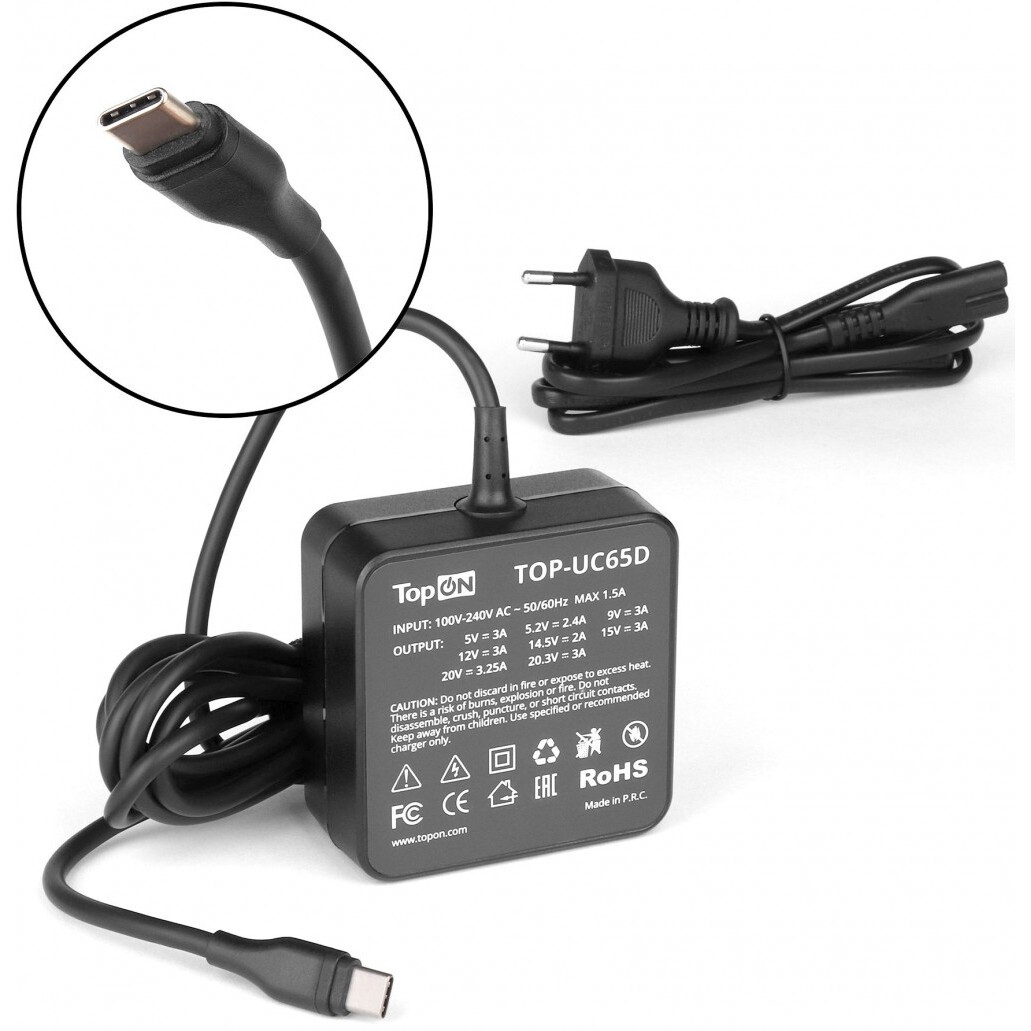 Блок питания для ноутбука TopON TOP-UC65D