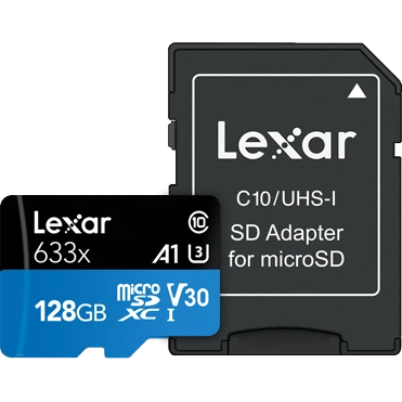 Карта памяти 128Gb MicroSD Lexar High-Performance 633x + SD адаптер (LSDMI128BB633A)