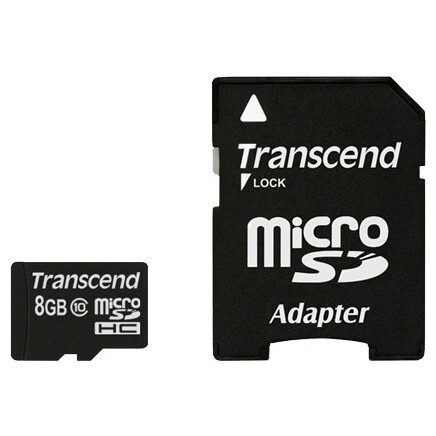 Карта памяти 8GB MicroSD Transcend + SD адаптер (TS8GUSDHC10)