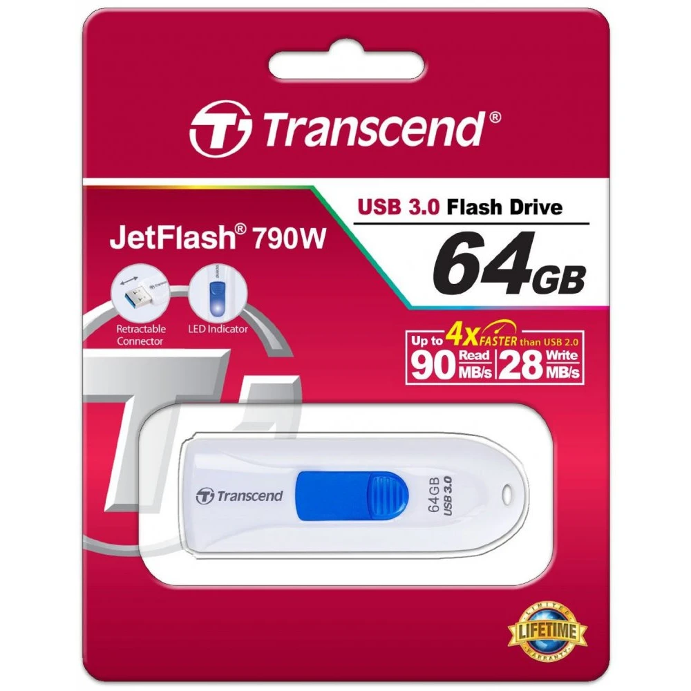 USB Flash накопитель 64Gb Transcend JetFlash 790 White (TS64GJF790W) - фото 2
