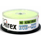 Диск DVD-RW Mirex 4.7Gb 4x Cake Box (25шт) (202530)