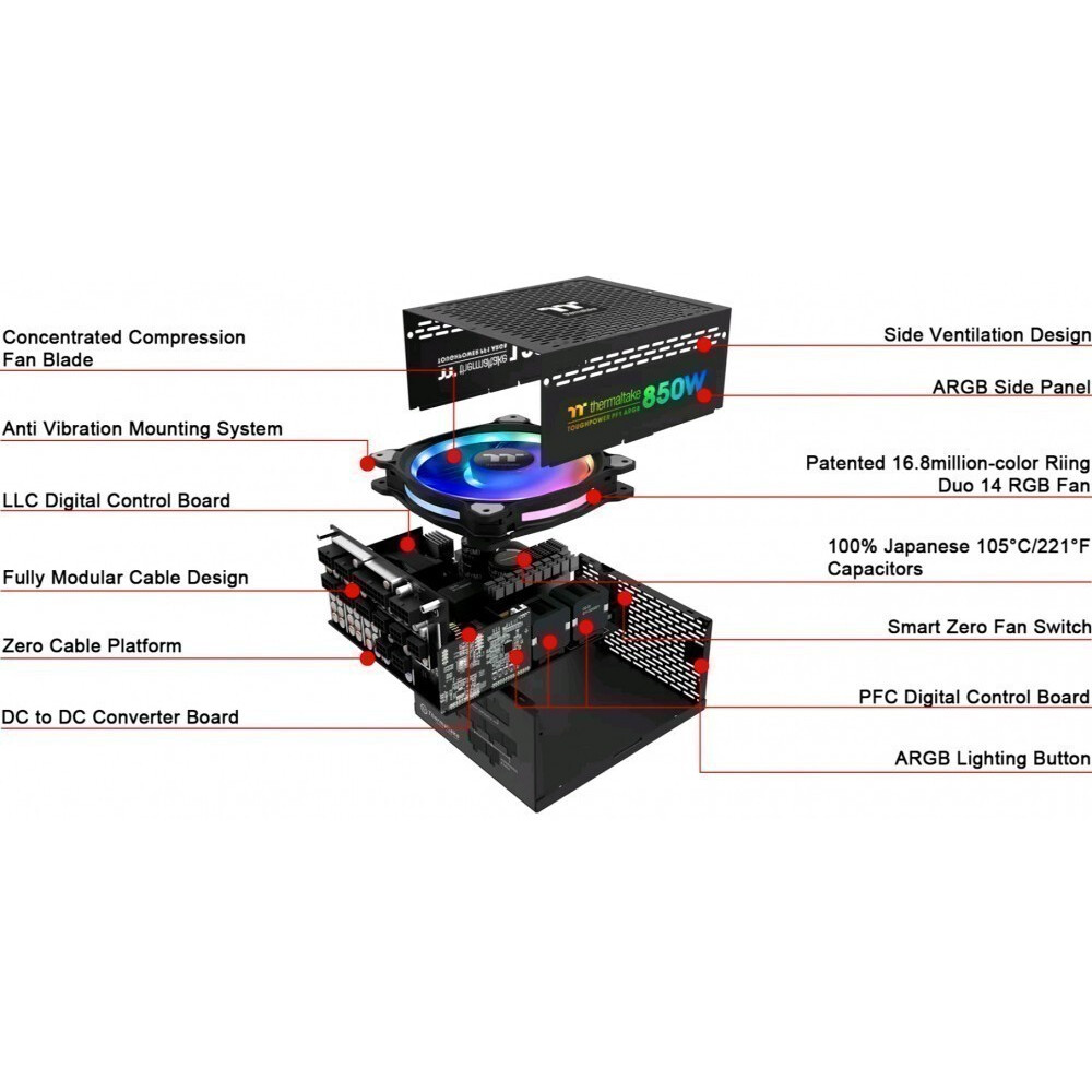 Блок питания 850W Thermaltake Toughpower PF1 ARGB (PS-TPD-0850F3FAPE-1) - фото 6