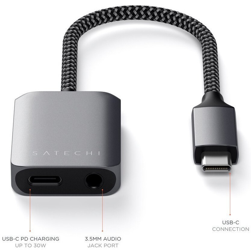 Переходник USB Type-C - 3.5 Jack/USB Type-C, Satechi ST-UCAPDAM - фото 2