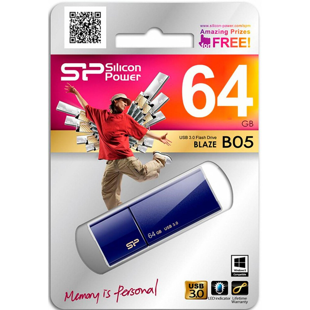 USB Flash накопитель 64Gb Silicon Power Blaze B05 Blue (SP064GBUF3B05V1D) - фото 2
