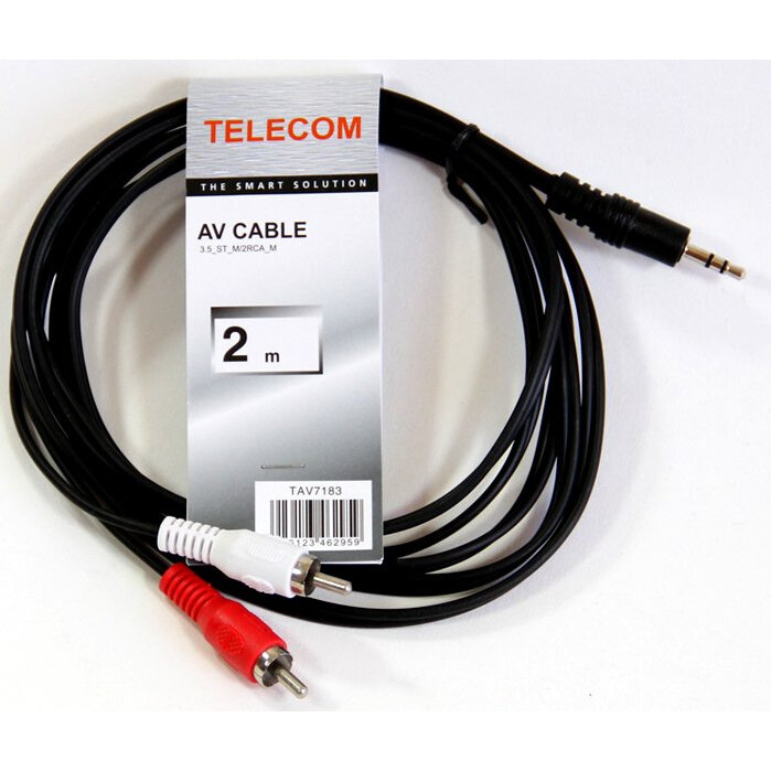 Кабель 3.5 Jack (M) - 2x RCA (M), 2м, Telecom TAV7183-2M