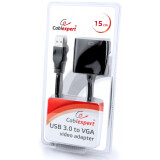 Переходник USB A (M) - VGA (F), 0.15м, Cablexpert AB-U3M-VGAF-01