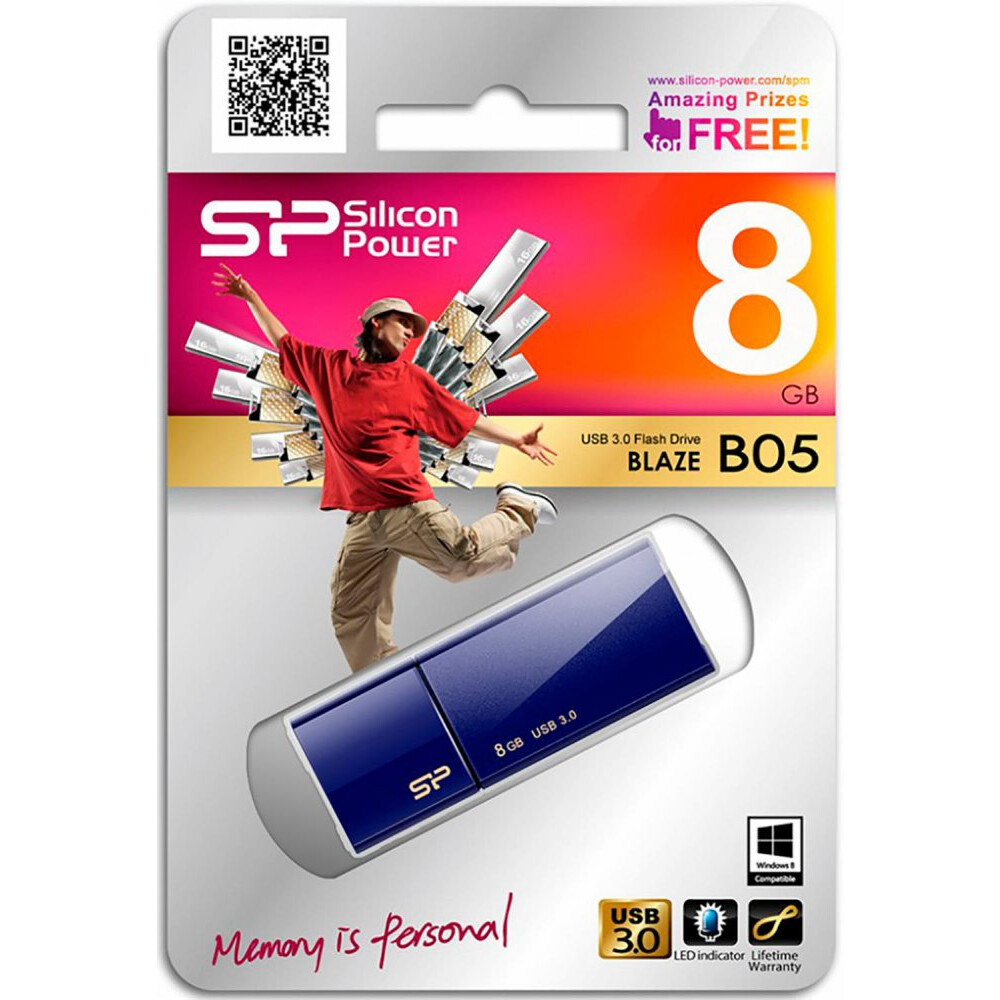 USB Flash накопитель 8Gb Silicon Power Blaze B05 Blue (SP008GBUF3B05V1D) - фото 2