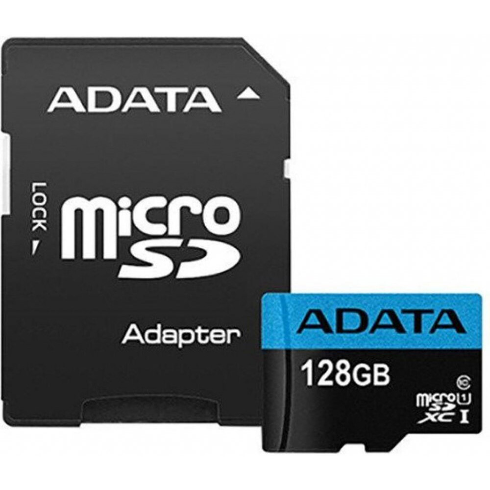 Карта памяти 128GB MicroSD ADATA Premier + SD адаптер (AUSDX128GUICL10A1-RA1)