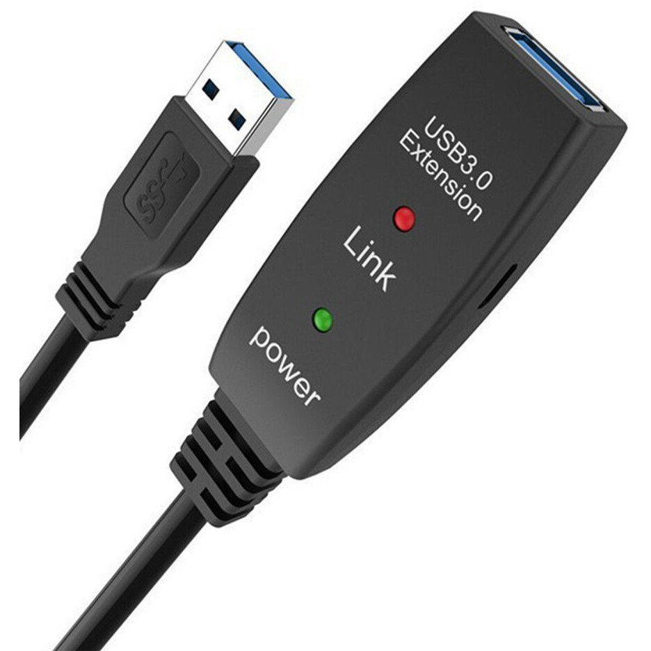 Кабель удлинительный USB A (M) - USB A (F), 10м, iOpen ACU827A-10M