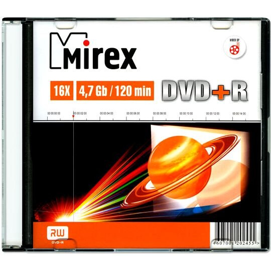 Диск DVD+R Mirex 4.7Gb 16x Slim Case (1 шт.) (202455)