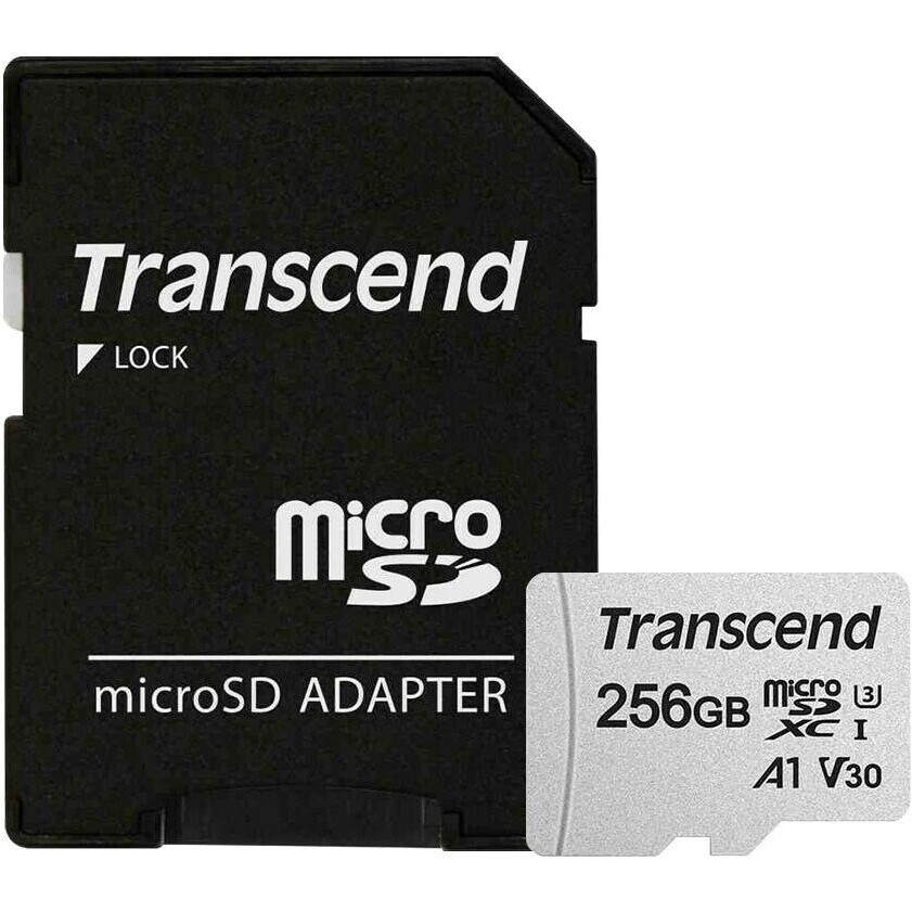 Карта памяти 256GB MicroSD Transcend + SD адаптер (TS256GUSD300S-A)