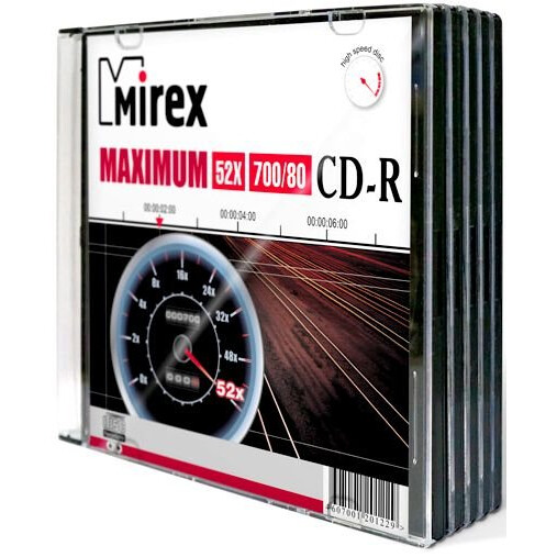 Диск CD-R Mirex 700MB 52x Maximum Slim Case (5 шт.) (201243)