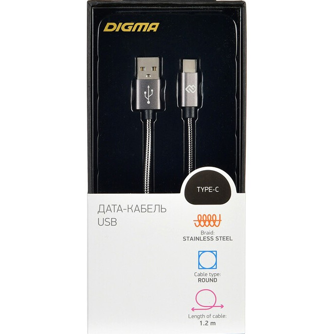 Кабель USB - USB Type-C, 1.2м, Digma 1080462 - фото 3